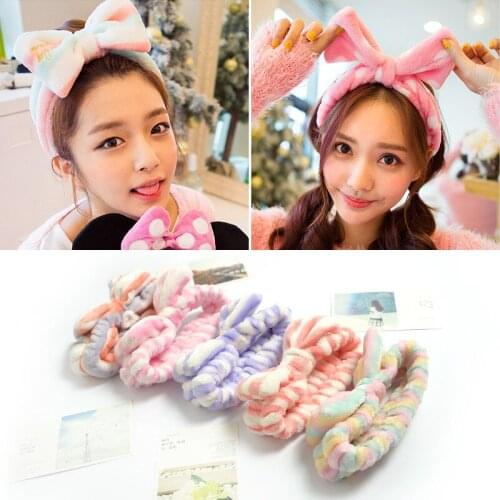 Korean Version of Coral Velvet Bow Headband Korean Cute Face Wash Makeup Headband, Girls Headdress, Kids Hair Accessory