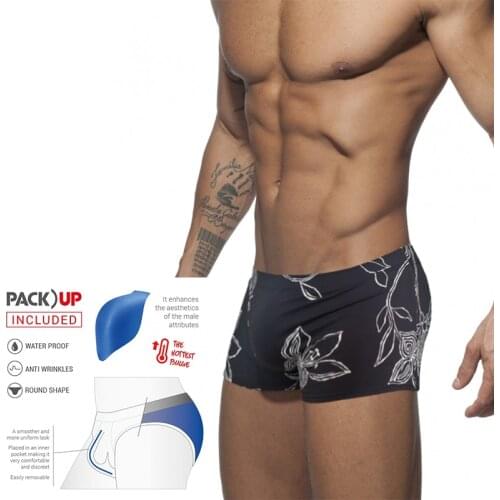 Low Waist Swimsuit Printed Shorts 2020 Push Pad Mens Bikini Bottoms Summer Fashion Swimwear Beachwear Surfing At Sea