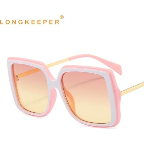 LongKeeper 2021 New Square Sunglasses Women Men Fashion Brand Oversized Sun Glasses Ladies Gradient Shades lentes de sol mujer