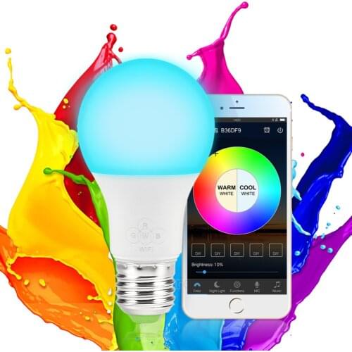 Multicolor E27 WiFi Smart Light Bulb Dimmable Wake-Up Lights RGB LED Lamp Compatible with Alexa Google Home Assistant and IFTTT