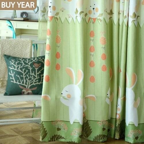 Modern Curtains for Kids Children Boy Girl Living Room Bedroom Room Simple Plants Cute Rabbit Curtain Custom Study American