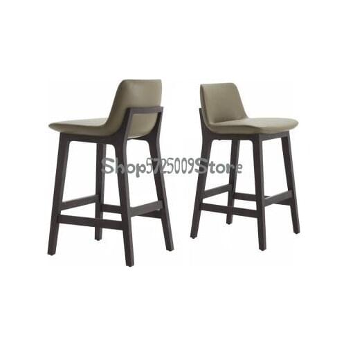 Nordic solid wood bar stool modern minimalist bar chair island table chair backrest high chair light luxury front desk chair sty