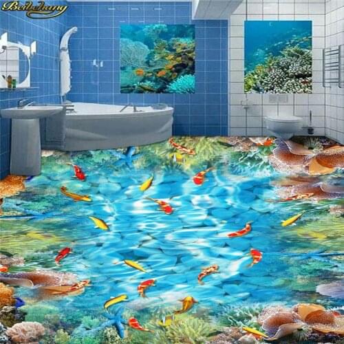 Beibehang Custom Photo Wallpaper Floor painted Goldfish Coral Reef 3D Background papel de parede