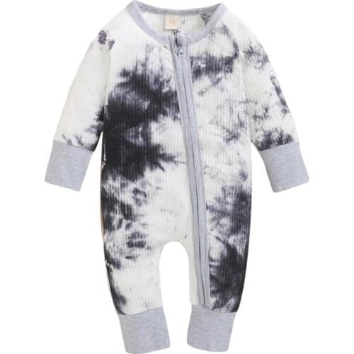 Autumn Infant Baby Bodysuit Girls Boys Long Sleeve Tie Dye Print Rompers Jumpsuit Kids Outfits