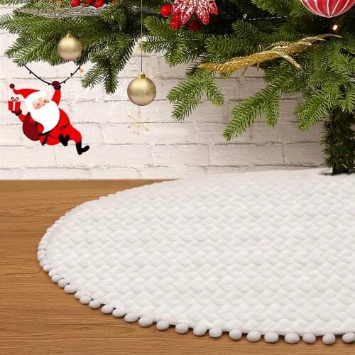 IMIKEYA 91cm Christmas Tree Plush Skirt Furry Xmas Tree Base Cushion Mat Holiday Christmas Ornaments Home Party Decoration