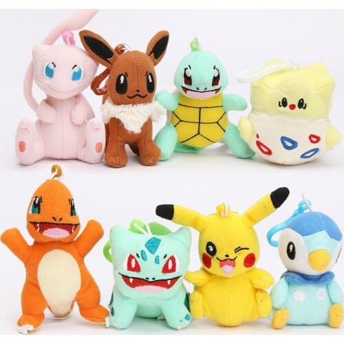Pokemon Pikachu Plush Toys Bulbasaur Charmander Piplup Squirtle Eevee Mew Pikachu Stuffed pendant keychian Toys Dolls For Kids