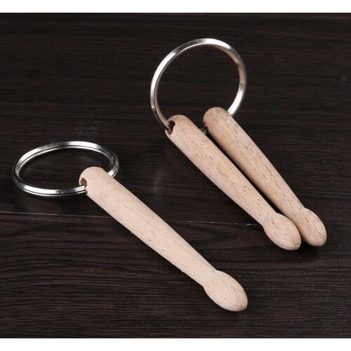 Portable Mini Wood Drumsticks Keychain Key Ring Chain Beech Drum Sticks Keyrings Percussion Music Man Women Boys Gift