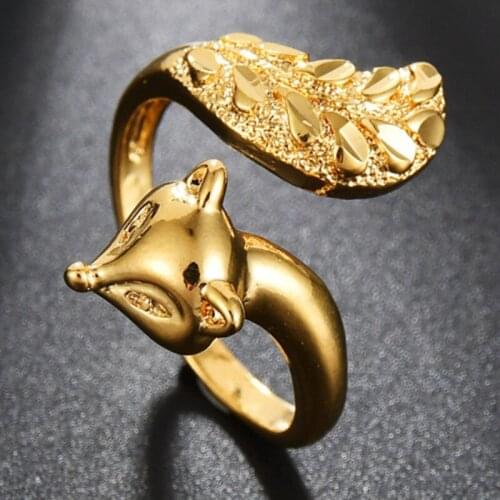 Gold Plated Fox Ring Ladies Index Finger Ring Engaged Bridal Wedding Ring Adjustable Hand Jewelry for Women Dropshipping