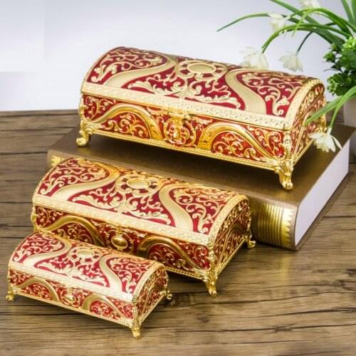 Europe Rectangle two colors weeding jewelry storage box metal Home desktop storage box jewelry box organizer for gift Z065