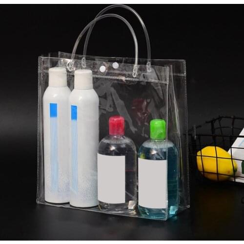 PVC Transparent Leak-proof Refrigerated Champagne Red Wine Bottle Ice Tote Bag Plastic Storage organizer Bag For Shopper Handbag