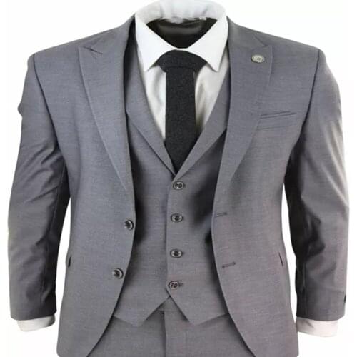 Grey Slim Fit Groom Wear Wedding Suits For MenS Blazers Custom Made 3 Pieces Jacket+Vest+Pants Business Coat Trajes A Medida