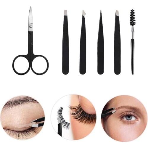 Tweezers Eyebrow Tweezer Set Stainless Professional Eye Lashes Extension Tweezers Eyebrow Tongs Scissors Cosmetic Tools