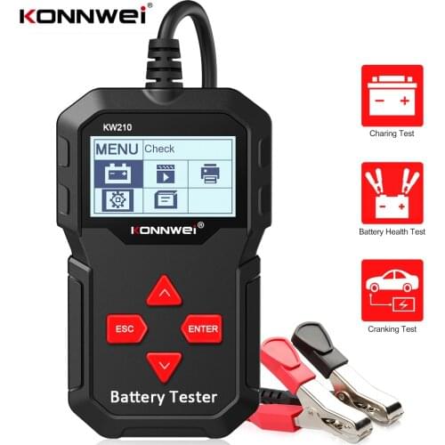 KONNWEI KW210 Car Battery Tester Analyzer For 12V Vehicle Auto Diagostic Charging Cranking Tools Charging System Regualr Flooded