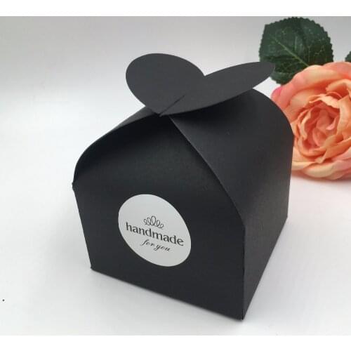 30Pcs/Lot Handmade Plain Cupcake Packaging Kraft Paper Gift Box Heart Shape Sealing Paperboard Present Case Ornament Boxes Favor