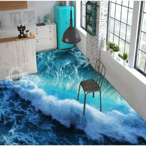 Wellyu Custom large-scale mural pvc floor three-dimensional shock wave 3D thick wear-resistant background waterproof floor