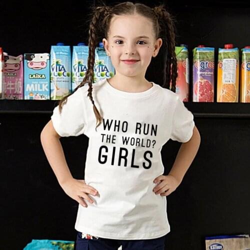 Who Run the World Girls New Children Letter Printed Funny T Shirt Kids Summer Tee Girls Boys Casual Harajuku Short Sleeve Tshirt