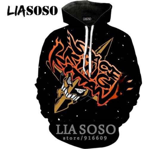 LIASOSO Funny 3D Women Men Anime Homme Harajuku Sweatshirt Tengen Toppa Gurren Lagann hoodies Streetwear Hoodie Fashion Shirt