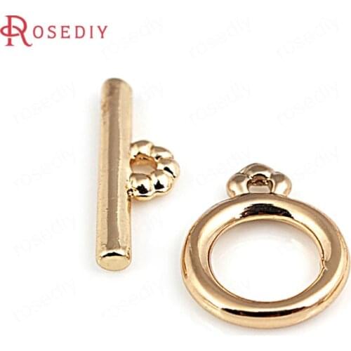6 Sets 24K Champagne Gold Color Plated Brass Bracelet O Toggle Clasps High Quality Diy Jewelry Accessories