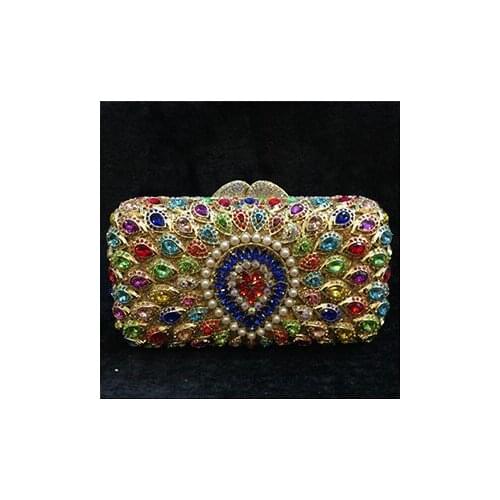 Women gold Rhinestone clutch purse Elegant White Crystal Diamond Wedding Bridal Clutches bags Party Pouch clutch bag handbag