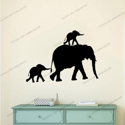 Jungle Animal Art Mural Wallpaper Elephant Family Wall Decals Cute Animals Wall Sticker For Nursery Kids Room DIY Decoration