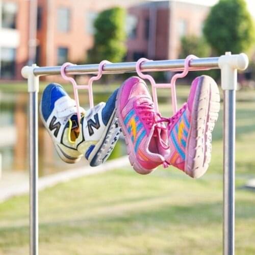2Pcs Stand up Shoe rack Drying Footwear Hook Multifunction Shelf Outside Balcony Window Hanging Shoes rack windproof artifact