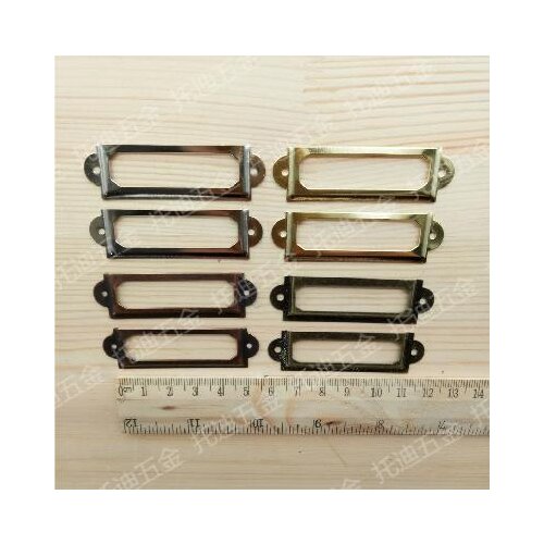 10pcs/lot Antique Brass Metal Label Pull Frame Handle File Name Card Holder For Furniture Cabinet Drawer Box Case Bin 60x17mm