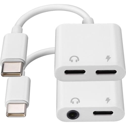 2 In 1 Splitter Type C to Charger 3 5 mm Headphone Jack Adapter Cable For Samsung S21 S20 Note 20 Ultra Plus Dual USBC Converter