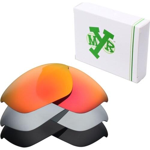 3 Pairs Mryok POLARIZED Replacement Lenses for Oakley Half Jacket 2.0 Sunglasses Stealth Black & Fire Red & Silver Titanium