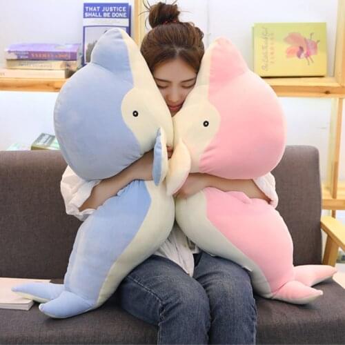 30-90CM Kawaii Dolphin Plush Toys Lovely Stuffed Super Soft Animal Pillow Dolls for Children Girls Sleeping Cushion Gift