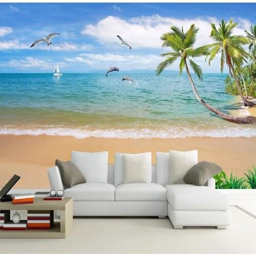 Custom 3D Wallpaper Summer Seascape Sandy Beach Poster Wall Painting Living Room Bedroom Photo Wall Paper Papier Peint Mural 3D