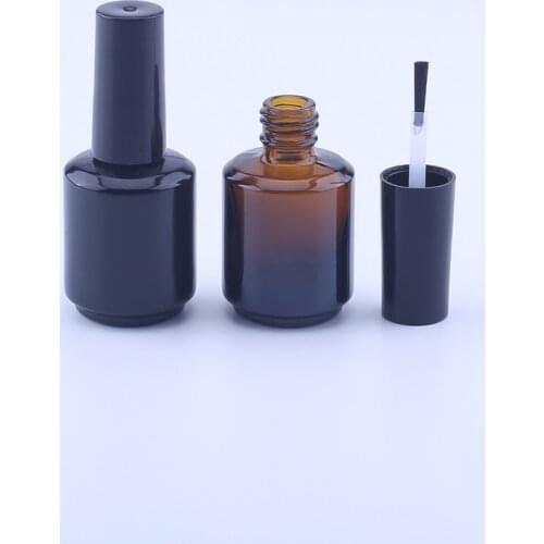 6pcs 15ml Black/amber Glass Nail Polish Bottle Empty Cosmetic Containers Nail Glass Bottles With Brush