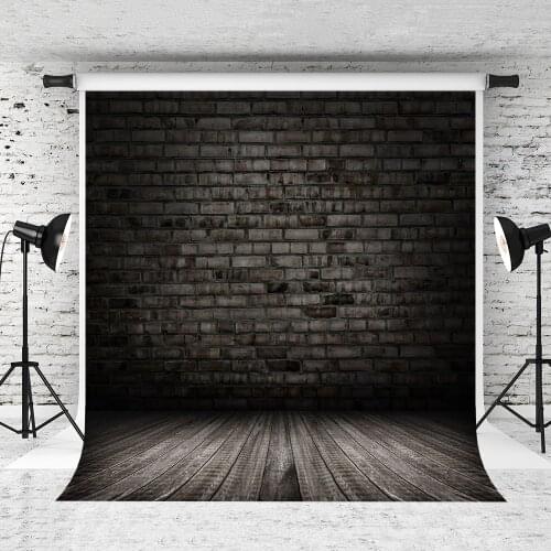 VinyBDS Black Brick Wall Backdrops For Photography Studio Wood Children Photo Backgrounds Seamless Photography Backdrops Black