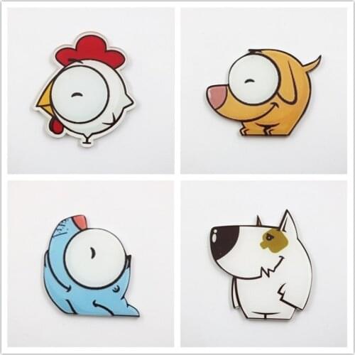 1Pcs Fashion Cartoon Big eye animal white cat acrylic brooch lady / Women clothing decoration badge