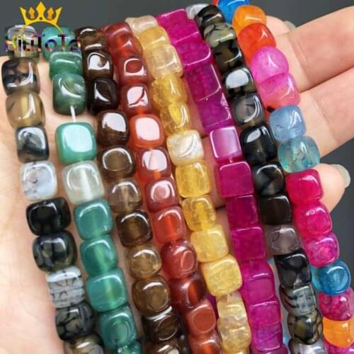 Natural Agat Amazonite Unakite Beads Square Loose Stone Beads For Jewelry Making DIY Bracelet Necklace Charms Accessories 15