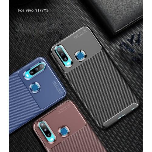 For Vivo Y11 2019 Case Carbon Fiber Drop-proof Soft TPU Armor Case For VIVO Y15 Y12 Y17 2019 Y 15 12 17 VIVOY15 Vivo U3x