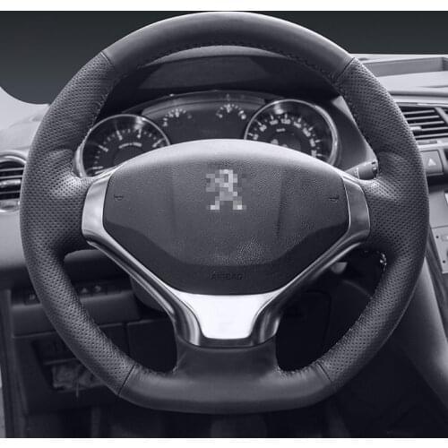 Car steering wheel cover hand-stitched leather grip cover Safe Non-Slip Sweat absorption For Peugeot 308 408 508 3008 4008 5008