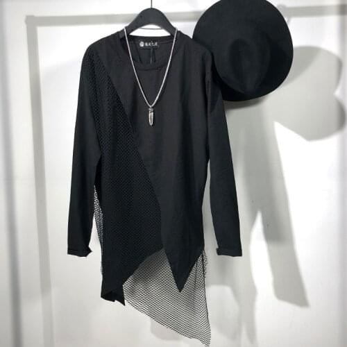 Owen seak Men Bottoming Shirt Cotton Gothic Style Mens Clothing Long Tops Tees Summer Men Tees Black T Shirt