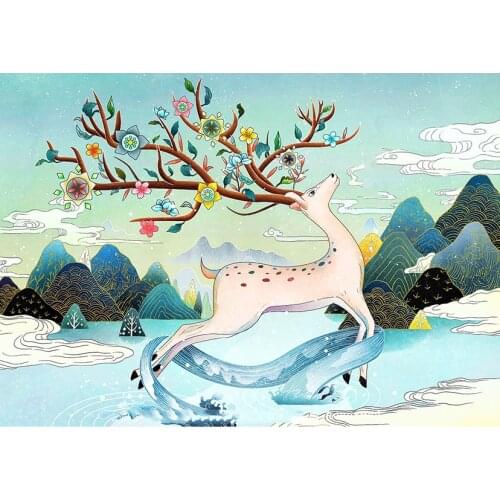 Colorful Deer Diamond Painting 5D DIY Cross Stitch Full Square Drill Embroidery Handmade Home Room Wall Decor JX103