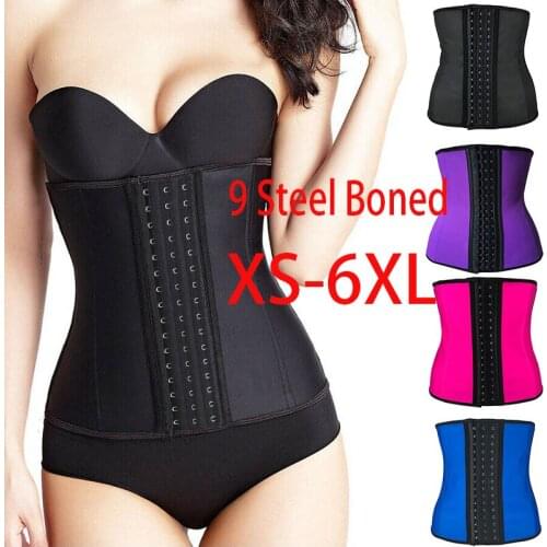 Latex Waist Trainer Corset 9 Steel Bone Shapewear Body Shapers Women Corset Slimming Belt Fajas Fajas Reductoras De Barriga 6XL