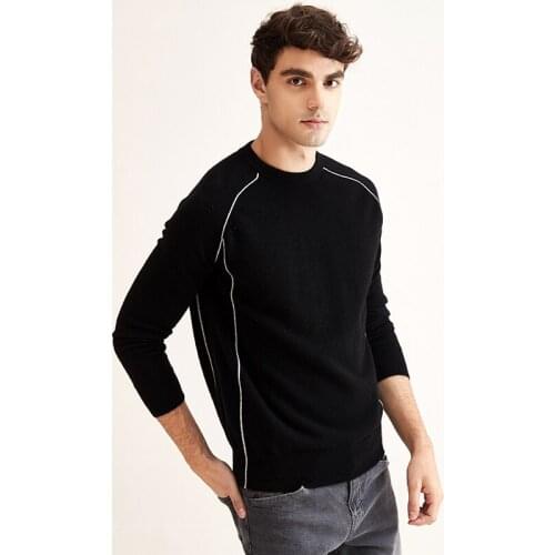 ZHILI Mens Round Neck Christmas Red Cashmere Sweater