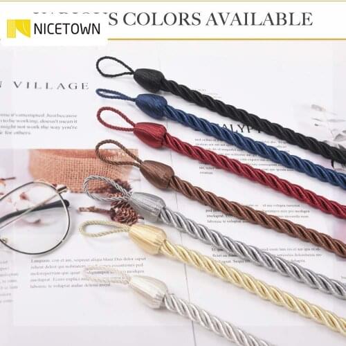 NICETOWN 2pcs Curtains Buckles Tie Rope Solid Color Tieback Holder Clips Rope Home Decor Curtain Decorative Accessories