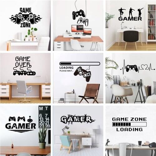 New Gamer Vinyl Wall Sticker For Game Room Decor For Kids Room Decoration Bedroom Decor Door Stickers Removable Mural Poster