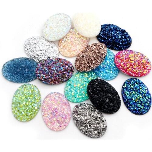 New Fashion 10pcs 18x25mm Mixed Colors Natural ore Style Flat back Resin Cabochons For Bracelet Earrings accessories