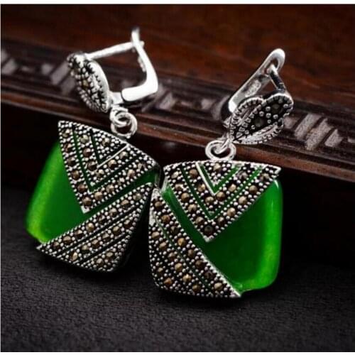 Charm ladys Coral Marcasite Square Earrings 1 jewelry Natural bread big earrings