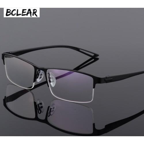 TR90 Titanium Alloy Glasses Frame Men Semi Rimless Square Eye Glass Prescription Eyeglasses Myopia Optical Frames Korean Eyewear