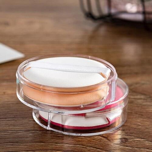 Transparent Square Round Puff Box BB Cream Powder Storage Case Makeup Holder