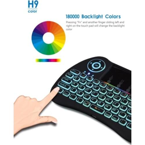 10pcs/lot Colorful Backlight Air Mouse Wireless Mini Keyboard H9 Remote Control for Android TV Box IPTV Xbox PS3 Gamepad