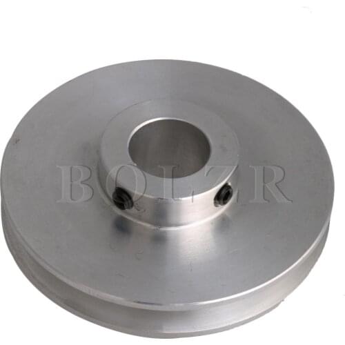 BQLZR 58x16x14MM Silver Aluminum Alloy Single Groove 14MM Fixed Bore Pulley for Drilling Machine 3-5MM PU Round Belt