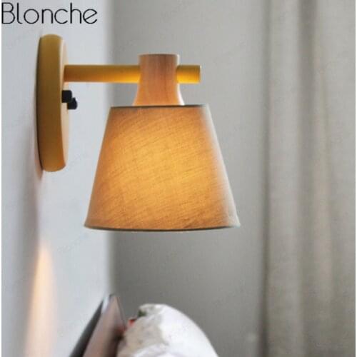 Nordic Led Wall Lamp Macaron Sconce Wooden Wall Light for Home Bedroom Stairs Bedside Lamp Modern Loft Decor Lighting Fixtures