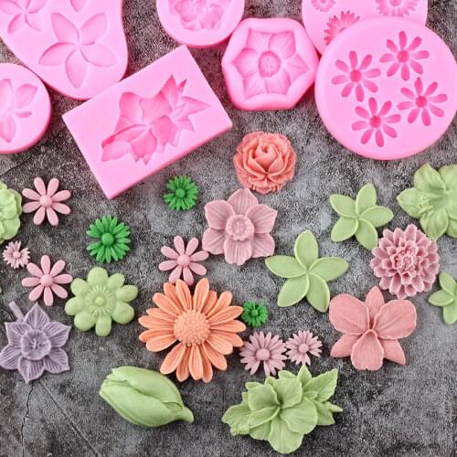Sun Flower Daisy Rose Peony Orchid Silicone Mold DIY Cupcake Topper Fondant Cake Decorating Tools Candy Chocolate Gumpaste Mould